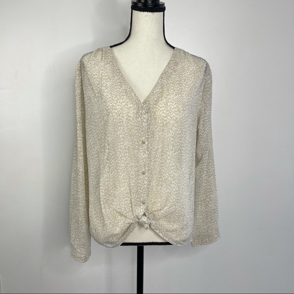H&M Cream Color Front Tie Blouse- M